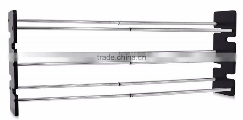 Expandable 4 Tier Free Standing Shoe Rack Stainless Steel Wood Closets