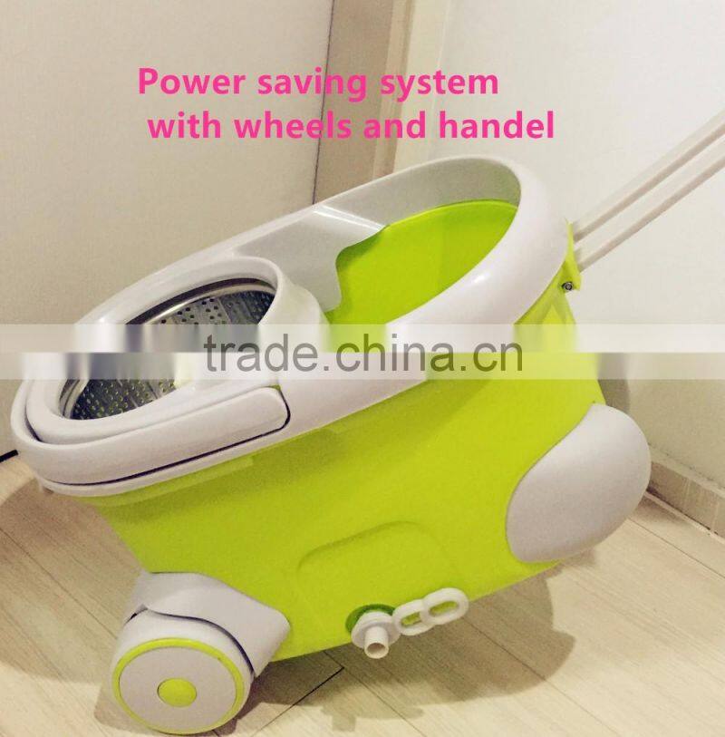 Vivinature retractable pole rolling spin mop two wheels 360 magic two mop heads with power saving system
