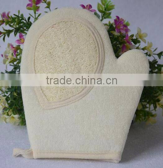 cy297 Naturals Exfoliating Deep Cleansing Double-sided Loofah Pads Glove Luffa Fibres Sponge Scrubber Brush For Shower