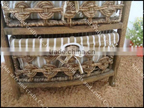 european style baking finish solid wood cabinet with straw basket drawers