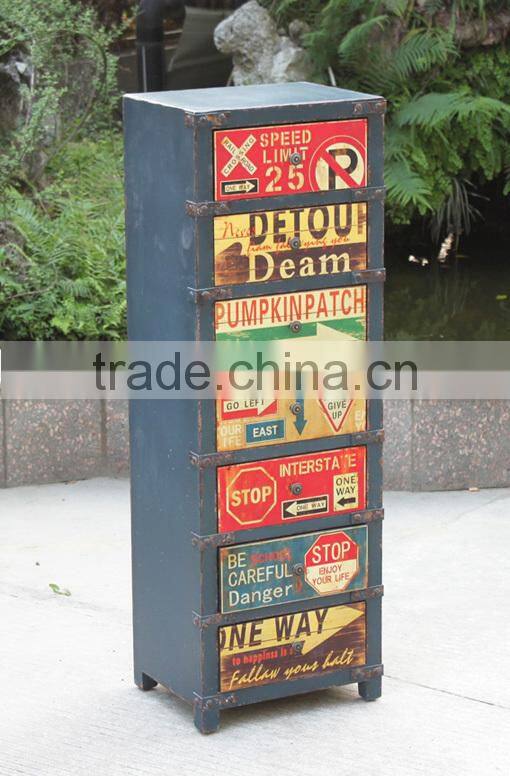 antique blue wooden Cabinet with drawers
