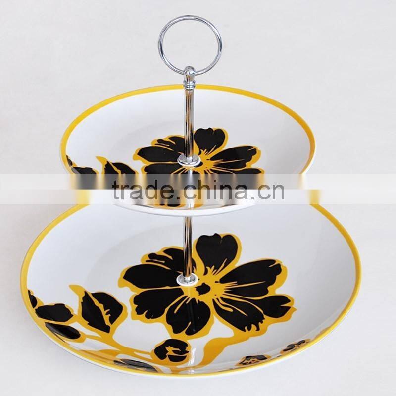 2 tier tidbit plate, porcelain plate with Christmas design