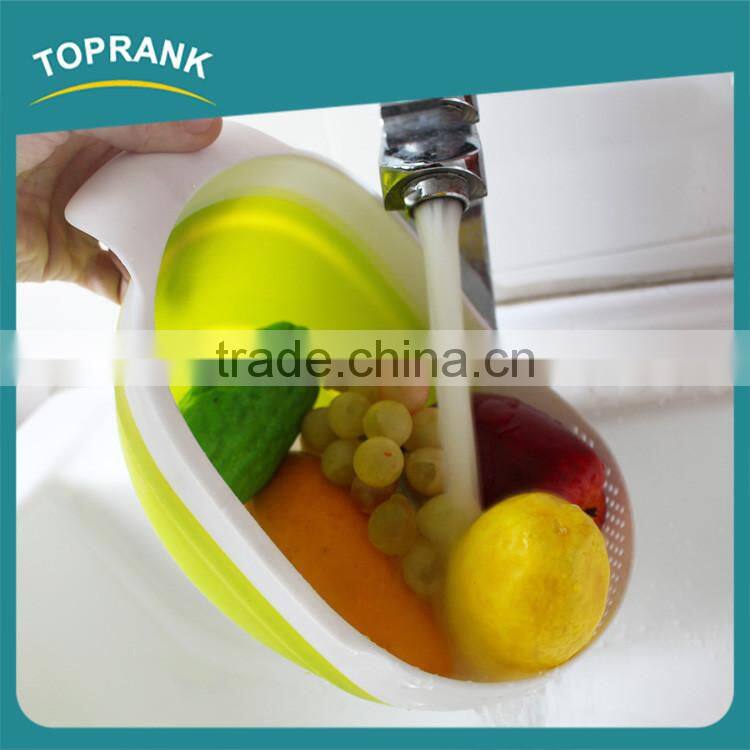 New design foldable storage baskets silicone collapsible kitchen vegetables fruit basket with colander