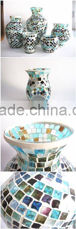 Color Scalloped Shape Mosaic Handmade Rustic Vase Single Types of Flower Vase