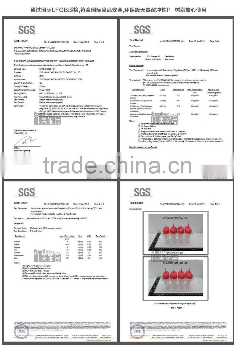 Set of 4 plastic ice cream stick mould ice mold with handle ice cube machine