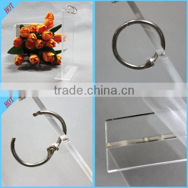 Alibaba China OEM custom clear acrylic desktop calendar stand with hoops plain calendar stand