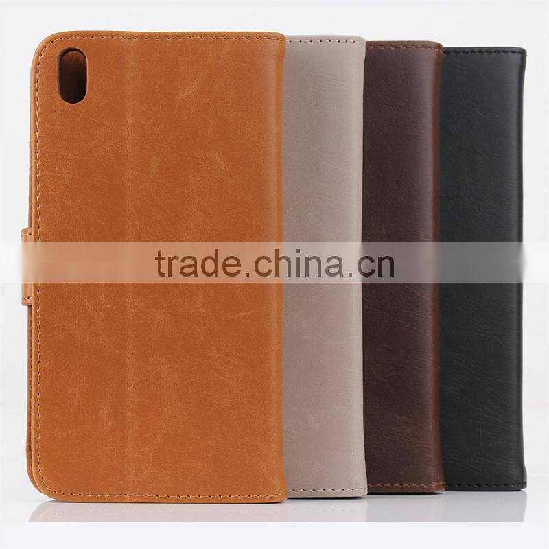 High quality crazy-horse PU card bumper/pocket cell phone case for HTC