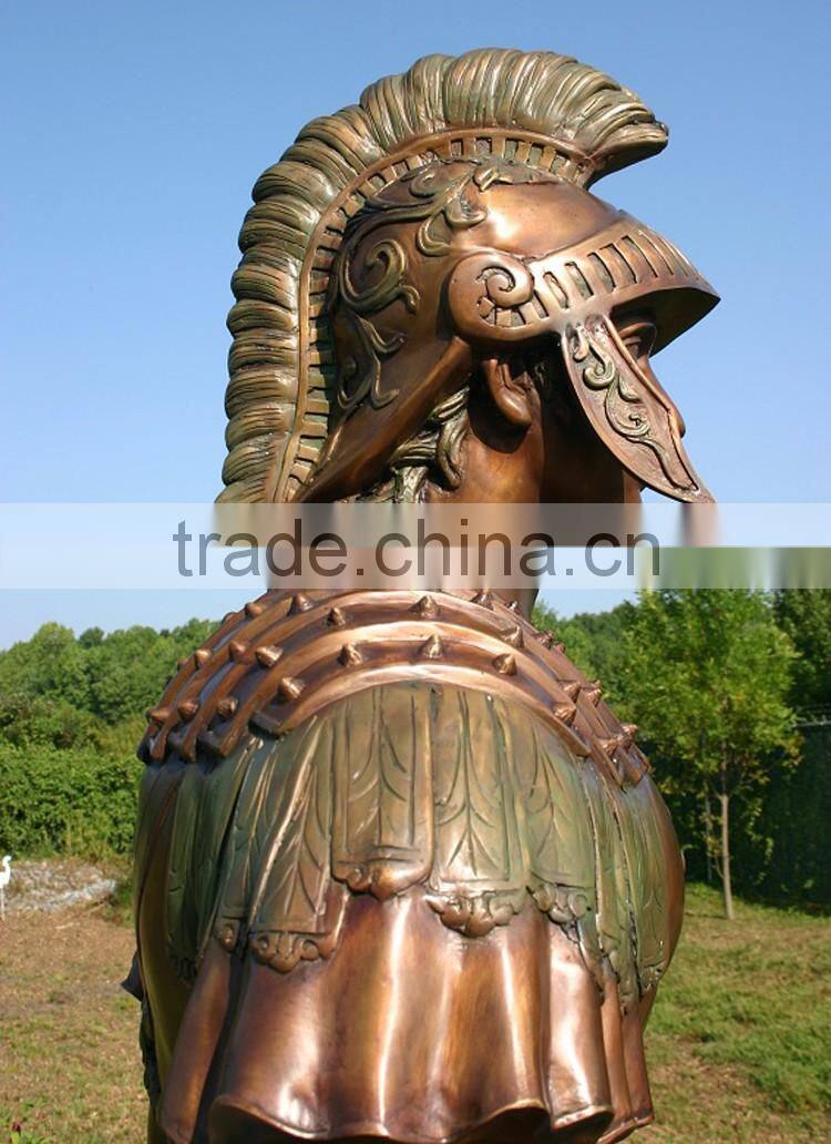 large outdoor copper sculptures metal craft bronze life size spartan statue