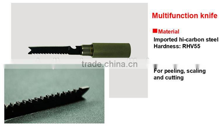Newest Outdoor Compact Multifunction Fishing Gear Knife Shovel Hoe Flashlight