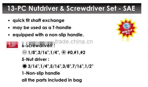 13PC Nutdriver Screwdriver Set Sae