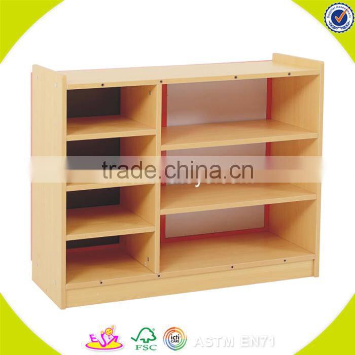 Wholesale customized wooden kids shelf , elegant and simple style wooden storage shelf toy for kids W08C212