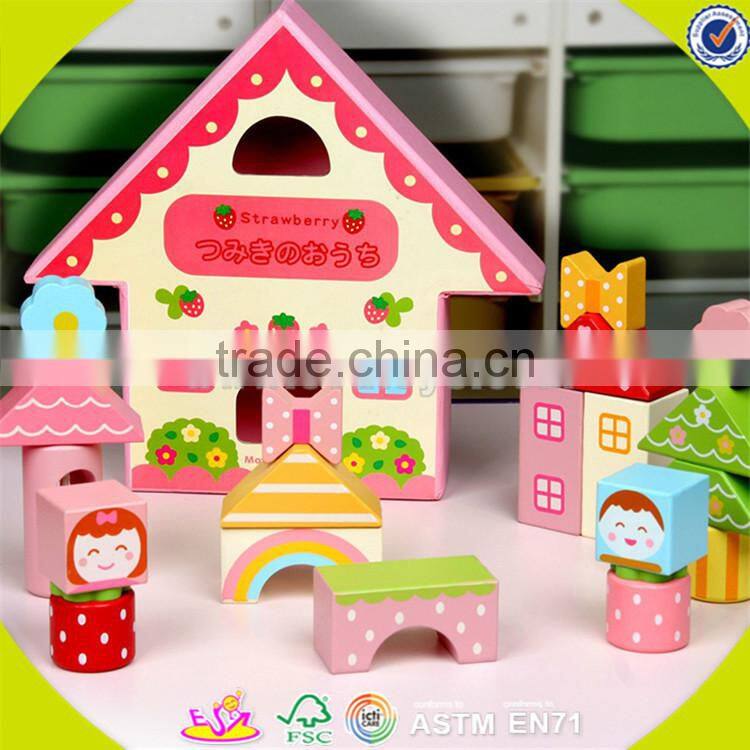 Wholesale simple style wooden geometric building blocks hottest geometric building blocks toy W13A015