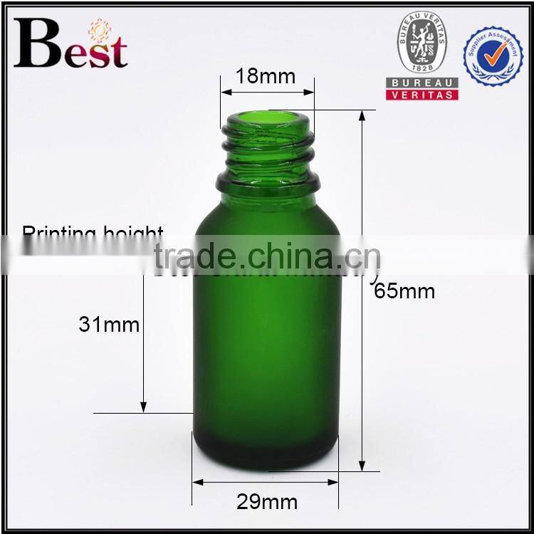 15ml frosted glass bottle green colored essential oil frosted glass bottle with silver aluminum cap