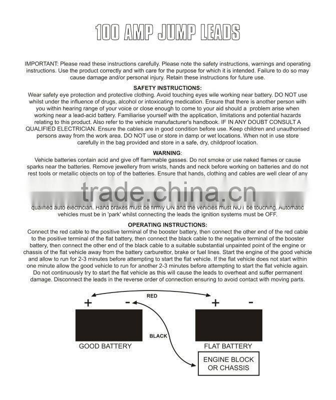 100AMP 2.5M Booster Cable with PVC bag