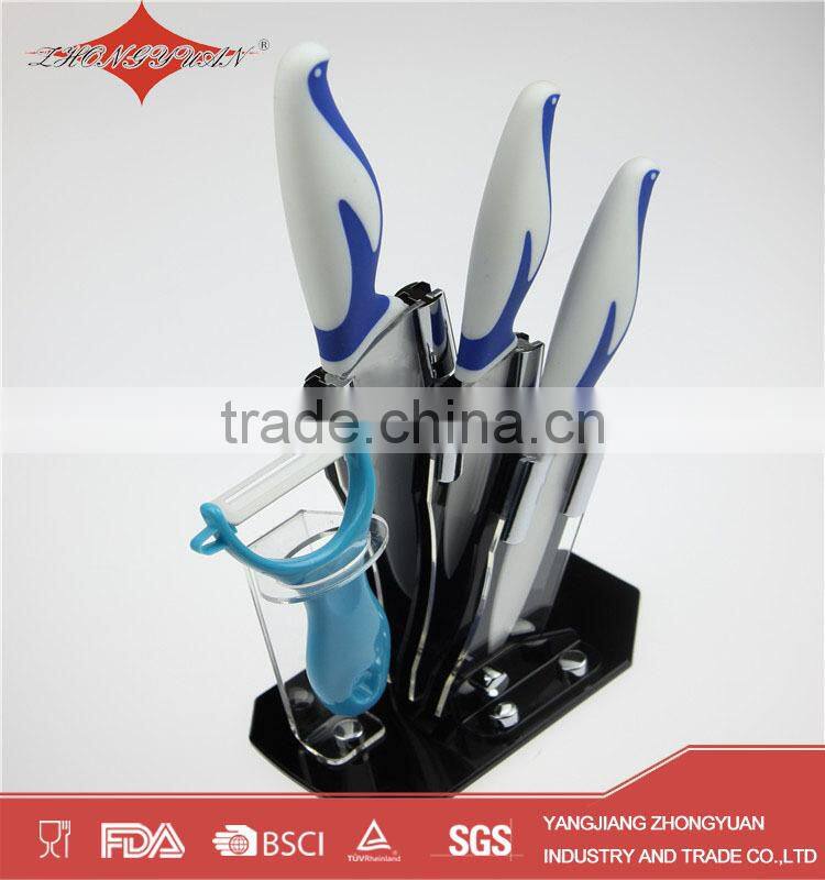 kitchen 5pcs ceramic knife set with acrylic stand