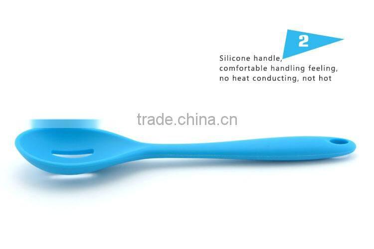 Integrated Seamless Design Silicone Handle Slotted Spoon