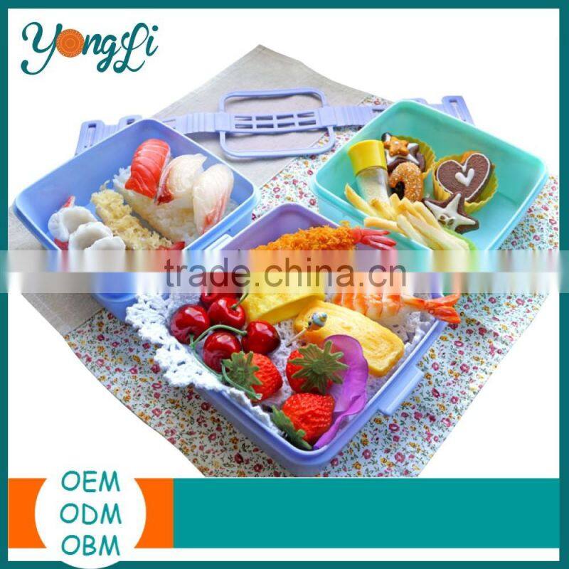 Fashion Square Type Plastic Lunch Box with Handle