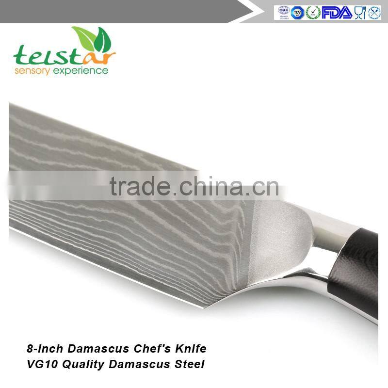 8-inch Damascus Chef's Knife - VG10 Quality Damascus Steel, 67 Layers Full-tang Blade-razor Sharp with Protective Bolster