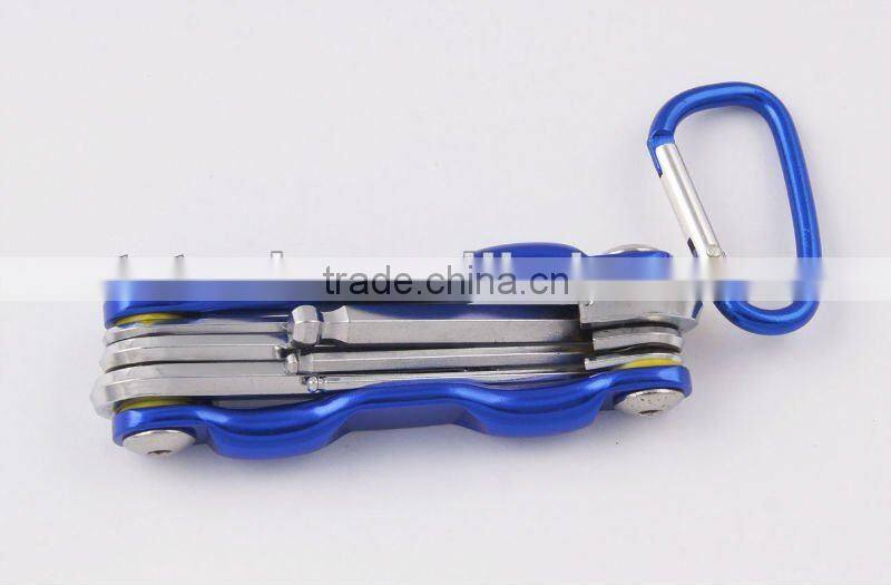 2014 new Stock pocket mini multi aluminium oxide promotion bike keychain tools 604-6A