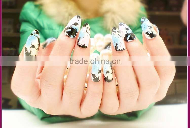 2016 Newest full cover factory nail supplies colorful stiletto nail tips