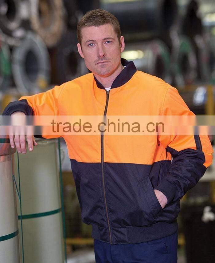 Custom winter workwear hoodies zipper safety mens fleece work hi vis jacket