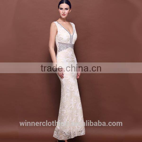 small quatity ladies high quality fashion sleeveless evening dress with beaded