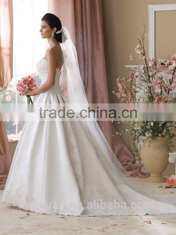 white high quality ball gown lace sleeveless sweetheart victorian lace wedding dress robe de mariage