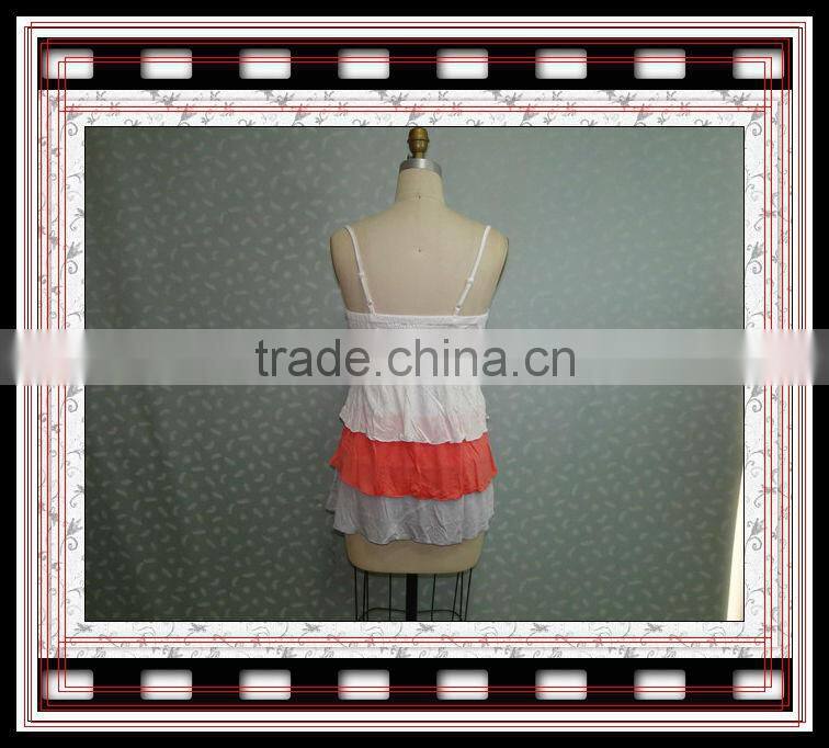 2015 ladies tunic top wholesale women three layers tank top with strape