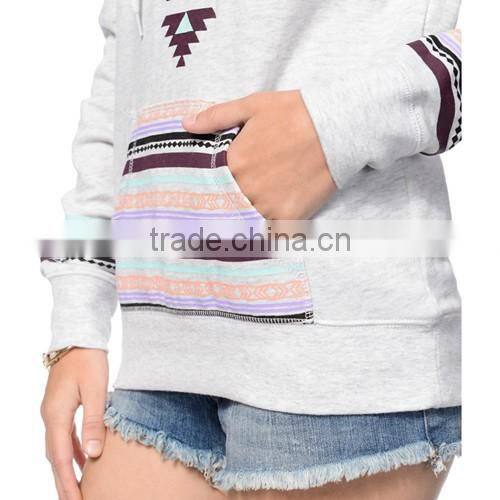 Fashion women grey print hoodie sweatshirt custom in Nangchang