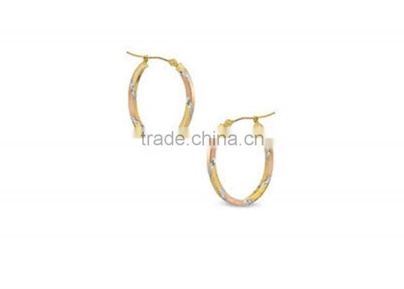 Tri Tone Gold Plated Hoop Earrings
