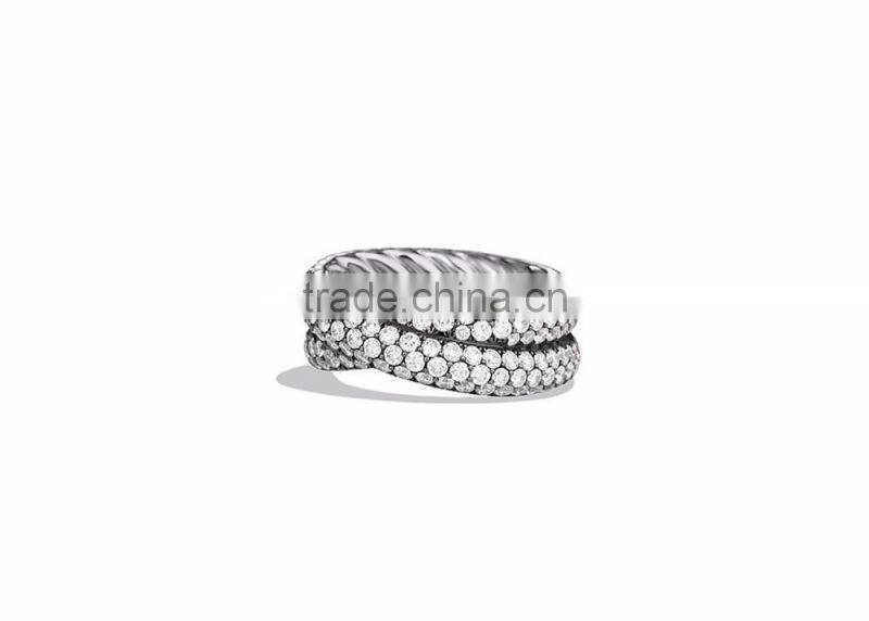 Rhodium Plated CZ Studded Fashion Ring
