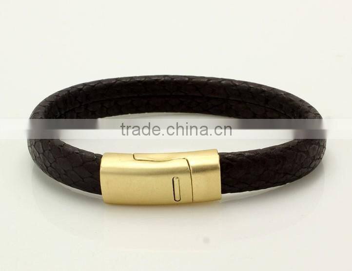 Mens snake leather bracelets,PU leather bracelets,custom logo magnetic bracelet