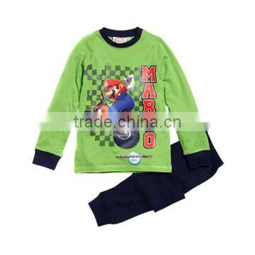 100% cotton long sleeve red boy T-shirts pajamas suit sleepwear