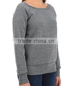 Juniors Tri-blend Wideneck Sweatshirt Lightweight Plain Crewneck Sweatshirt Women Raglan Long Sleeve Sweatshirt Hoodie OEM