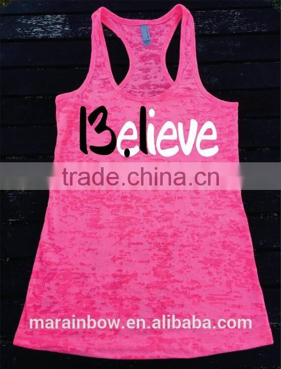 Cheap Wholesale Womens Running Burnout Racerback Tank Top Athletic Fit Tank Top Gym Singlets Fitness Stringer Tank Top