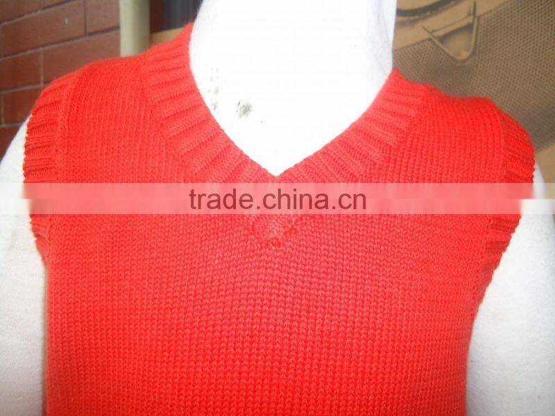 custom cheap unisex baby orange v-neck knitted nuiform sweater vest