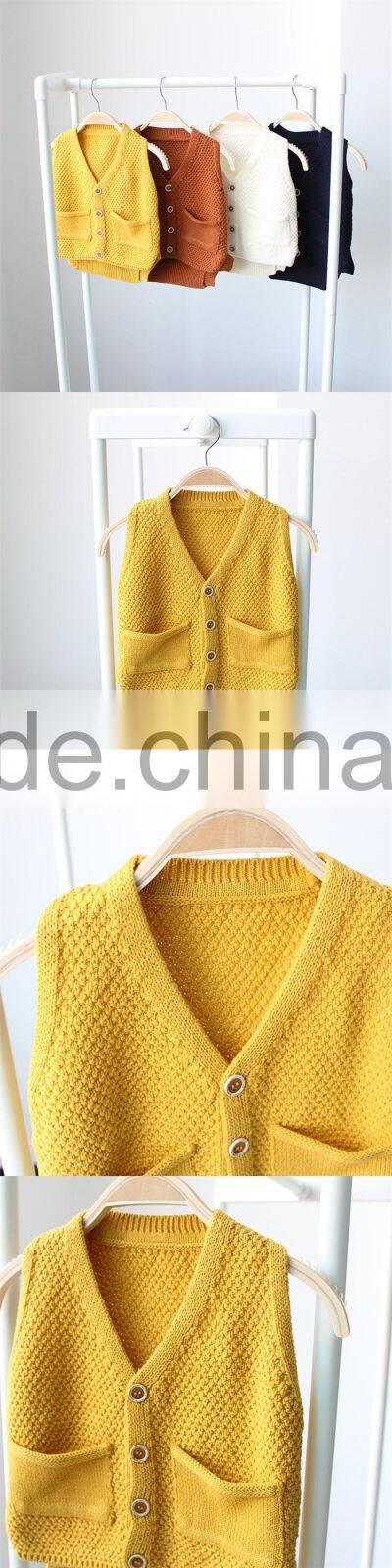 Latest cotton children's cardigan custom sleeveless knitted cardigan sweater