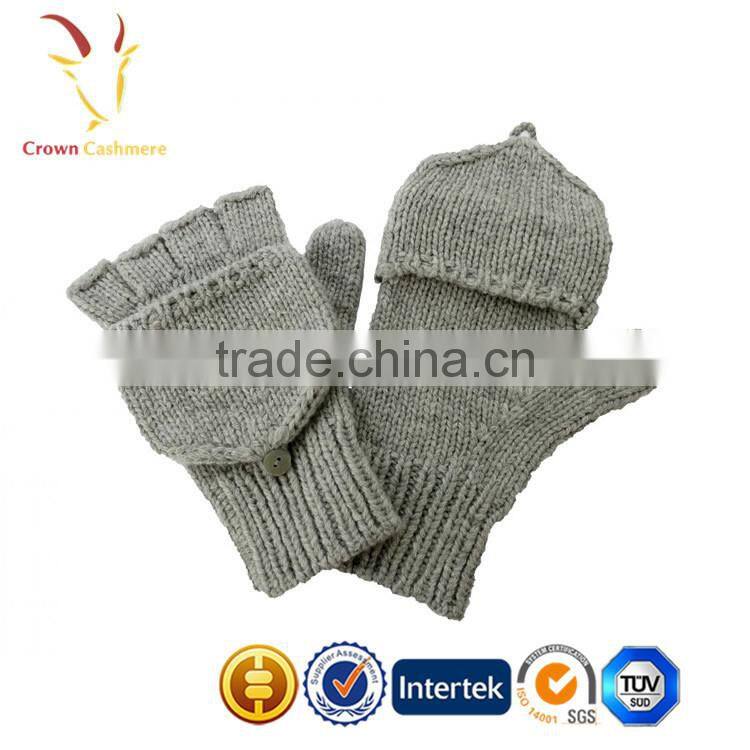 Custom Brown Fingerless Cashmere Mittens Gloves