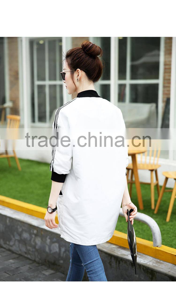 2015 Hot Selling Long Women Plain Baseball Jacket