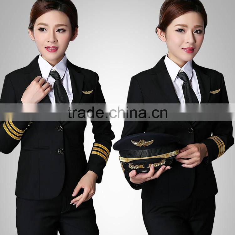 Chinos Airline Uniform OEM Service Uniforme Piloto Mujer for Woman Polit