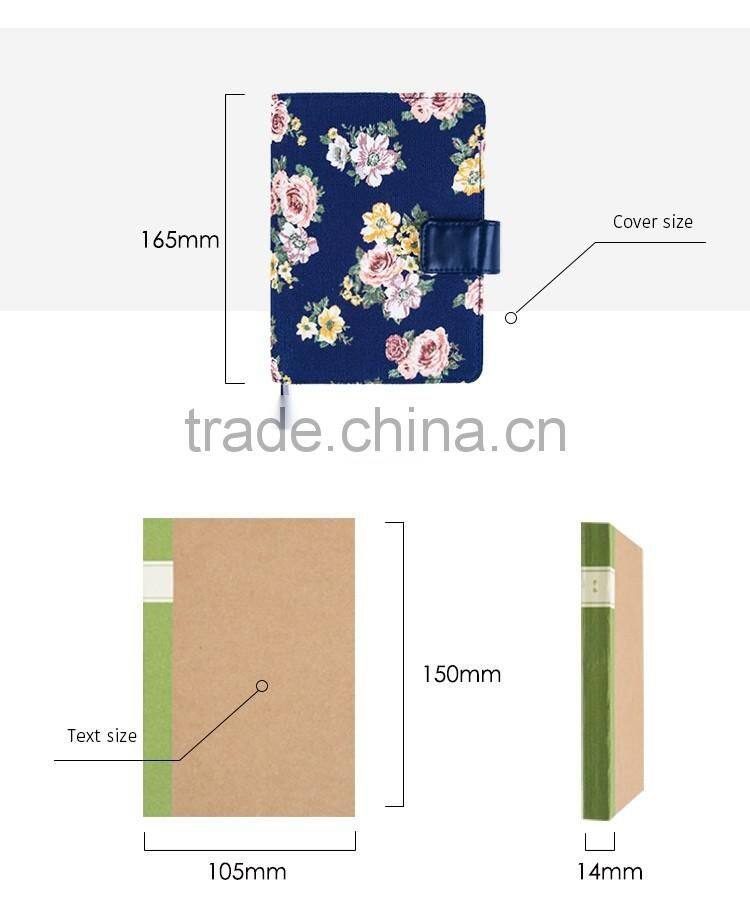 A6 canvas colors cover daily / monthlyr /workly loose leaf agenda planner with clasp