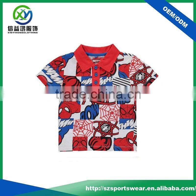 Sublimation Colorful Kids Polo shirts, Polyester Jersey Cartoon Printing Polo t Shirt