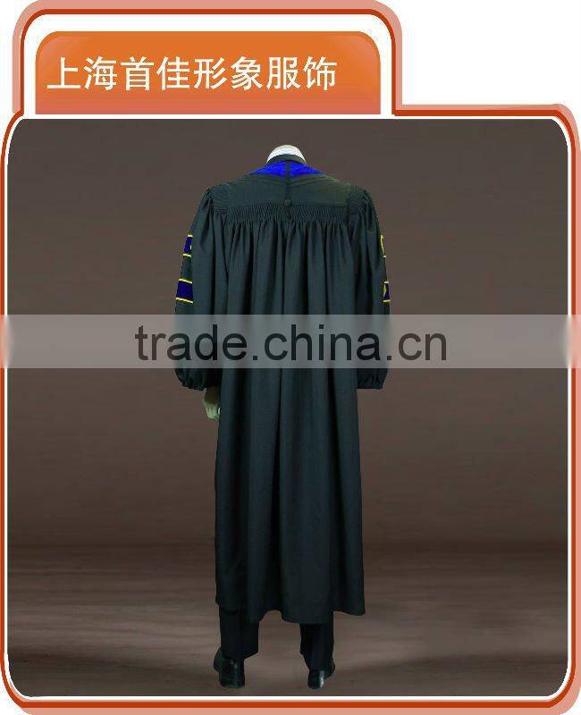 customized graduation gown high quality black gown