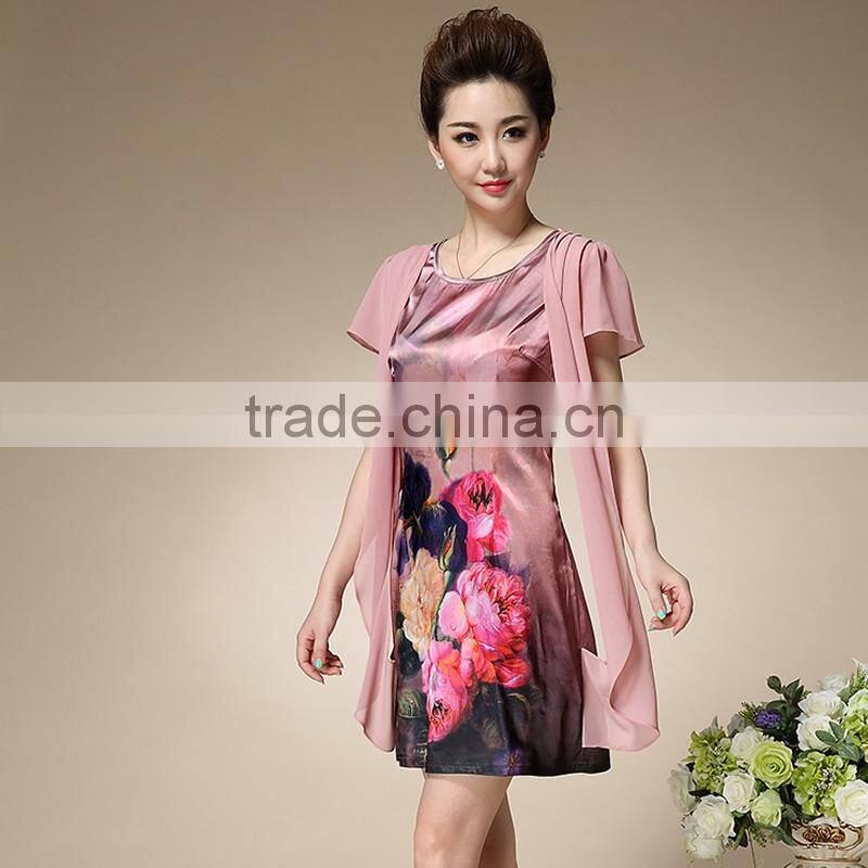 Fashion Womens Dress Two Piece Middle Aged Women