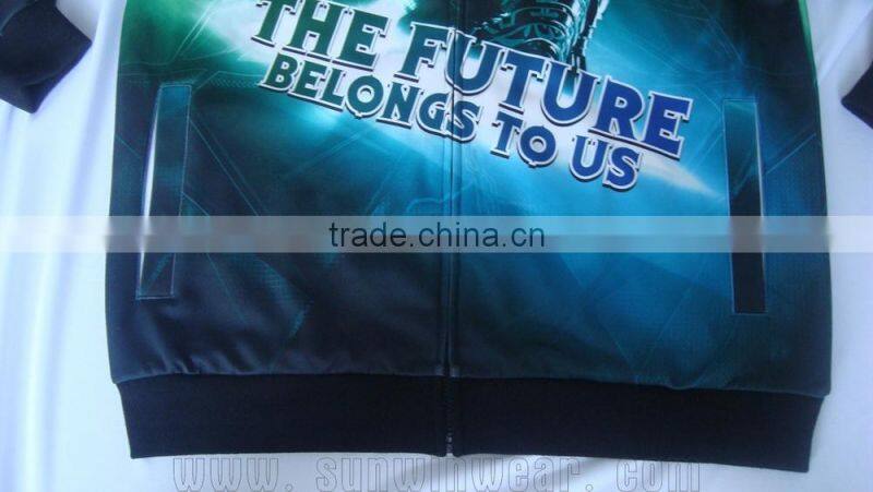 Wholesale Custom Fashion Design Full Sublimated Fleece Zipper- Up Men Hoodies