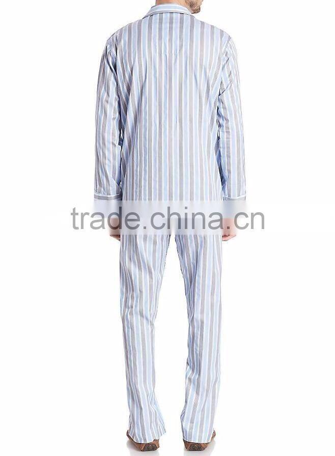 Hot selling stripes wholesale cotton pajamas sleepwear for men's