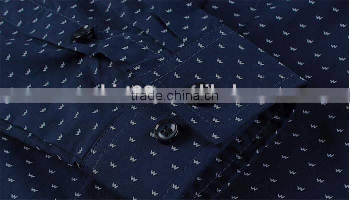 2016 Yarn dyed W printed men slim fit casual shirt