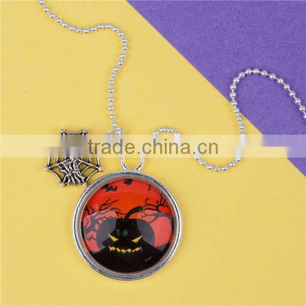 Hot Sale Silver Plated Cobweb Pumpkin Copper Halloween Necklace