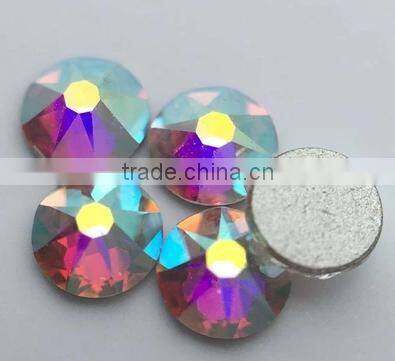 New Design Nail crystal 16 face cut 8 big+8 small facets high quality flat back Non Hotfix rhinestones crystal ab strass