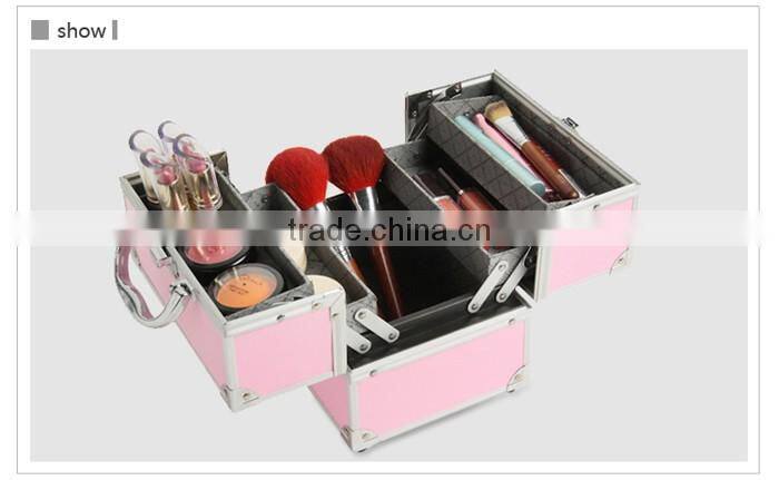 Red Professional Aluminum Beauty Cosmetic Makeup Case Box